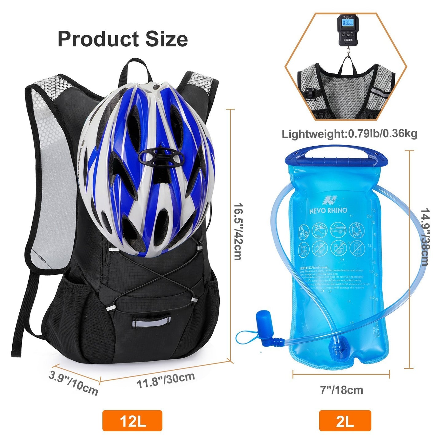 Outdoor Hydration Sports Bag - Ultra Light Hiking Bag With 2L Water Bladder