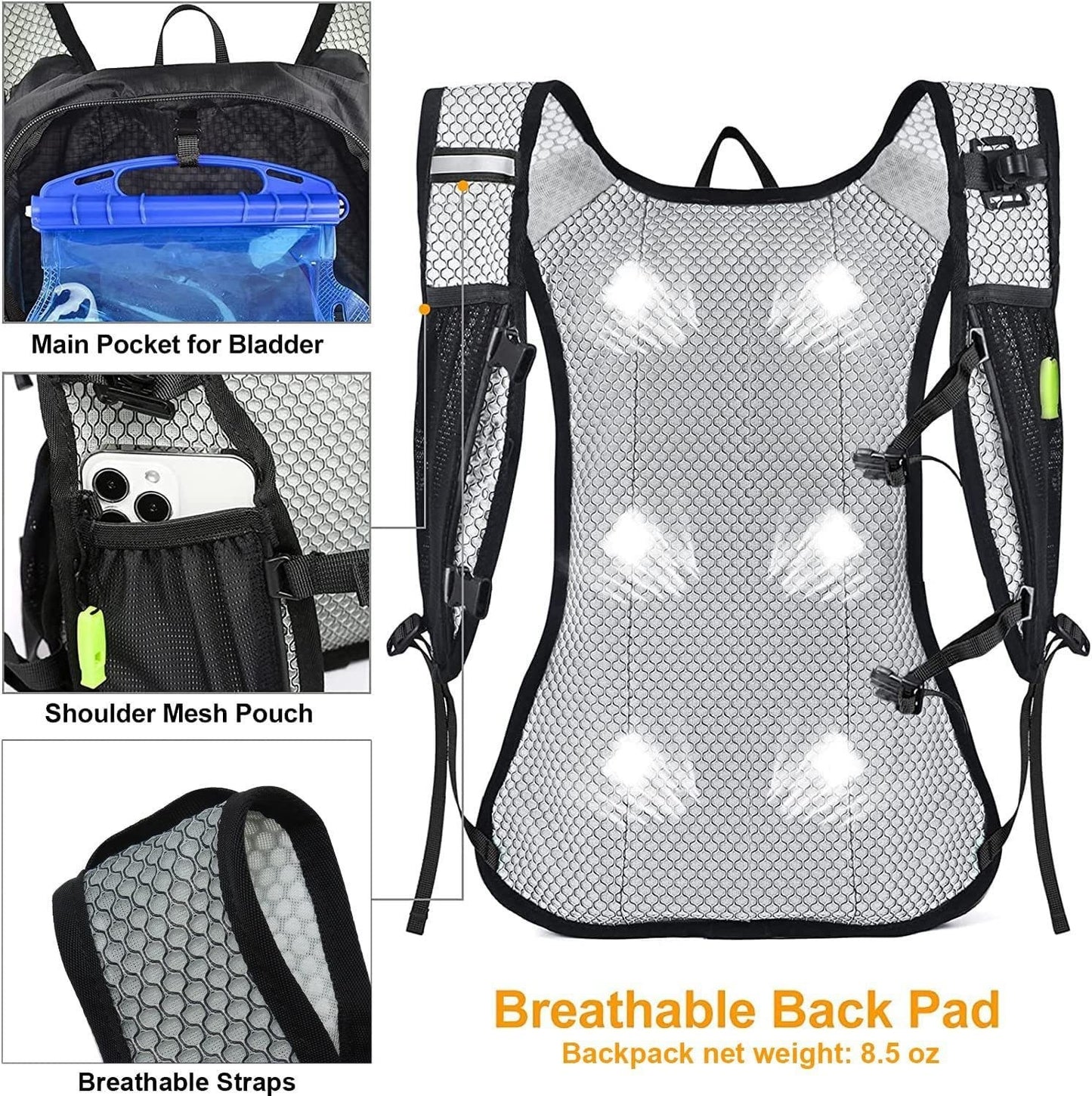 Outdoor Hydration Sports Bag - Ultra Light Hiking Bag With 2L Water Bladder