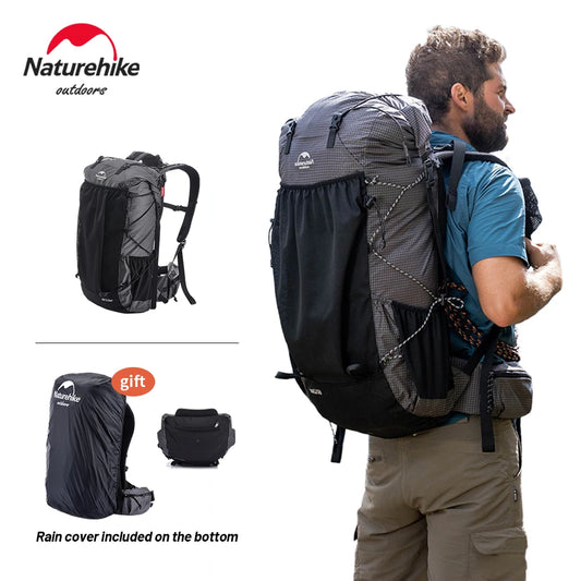 Naturehike Men's Backpack 40-60L Climbing Backpack Travel Shoulder Bag Fishing Trekking Rucksack Camping Hiking Backpack with cover